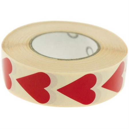 Etikett hjärta 22x25mm röd 1000/fp