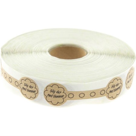 Kortsigill rund 25x88 natur/svart "Säg det med blommor" 1000/fp