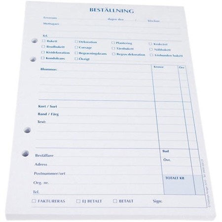 Beställningsblock 100/fp